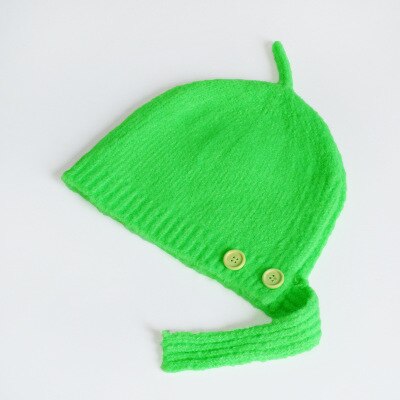 Geborduurde letters effen kinderwintermuts wollen streep gebreide kindermuts gehaakte meisjesmutsen winter jongensmuts babymutsen: Meergroen