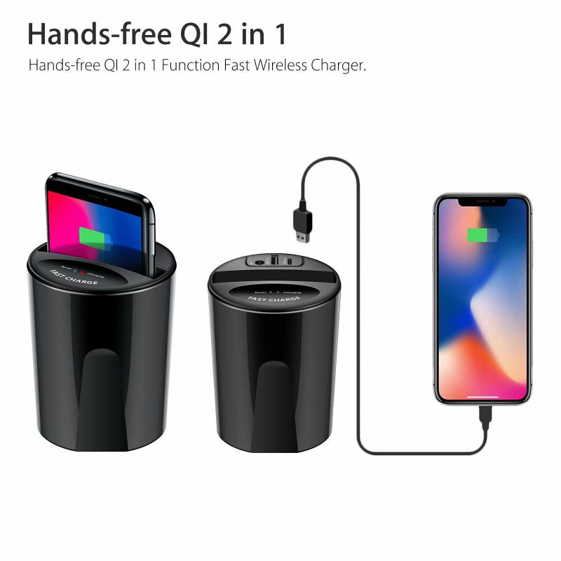 Tasse de voiture de Chargeur Sans Fil Avec Sortie USB QI Sans Fil Chargeur de Voiture Support Pour Téléphone Chargeur De Téléphone Portable Chargeurs Téléphones