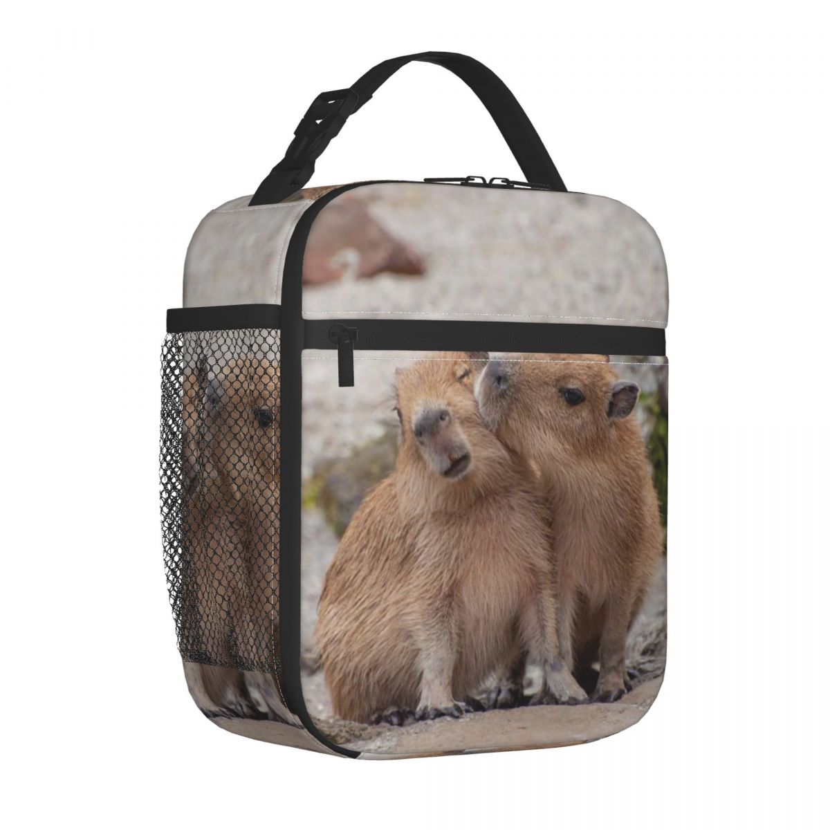 Don't Worry Be Capybara Insulated Lunch Bags Portable Reusable Cooler Bag Tote Lunch Box College Picnic Bento Pouch: MULTI
