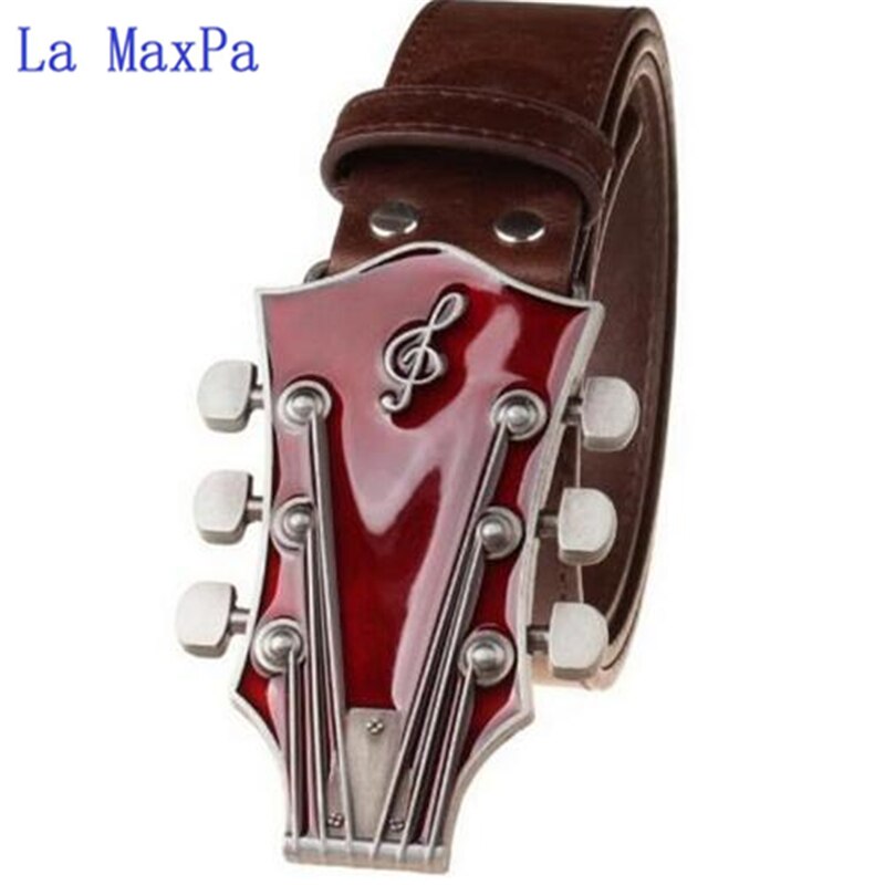 Men belt metal buckle belts Retro guitar Street Dance accessories Performance apparel hip hop waistband novel belt
