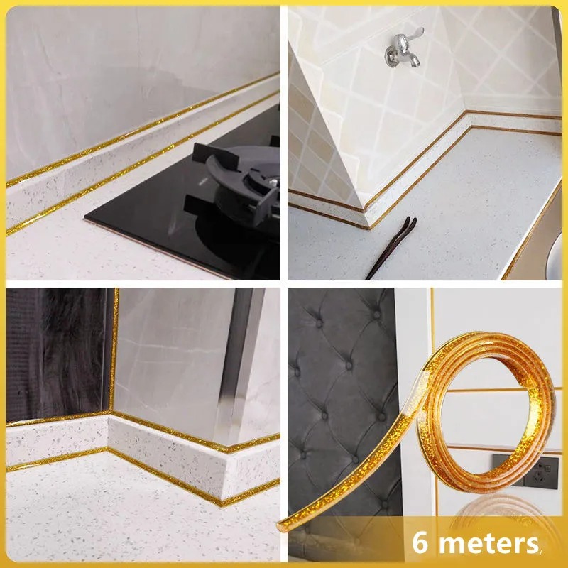Self-Adhesive Ceramic Tile Gap Tape Kitchen Bathroom Waterproof Mildewproof Stickers Beautiful Seam Tapes sparkle Decor Strip