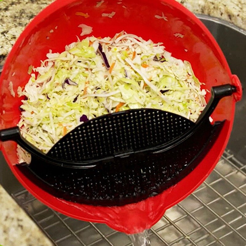 Multipurpose Mixing Bowl with Clapboard Cutlery Separating Bowl Salad Fruit and Vegetable Bowl Spatula Baking Mixer Kitchen Tool