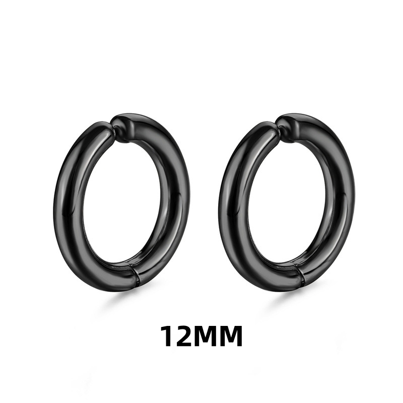 1 par de pendientes de aro falsos sin perforación, aros circulares de acero inoxidable Punk clásicos, pendientes con Clip para mujeres y hombres sin agujero: Bronce antiguo plateado