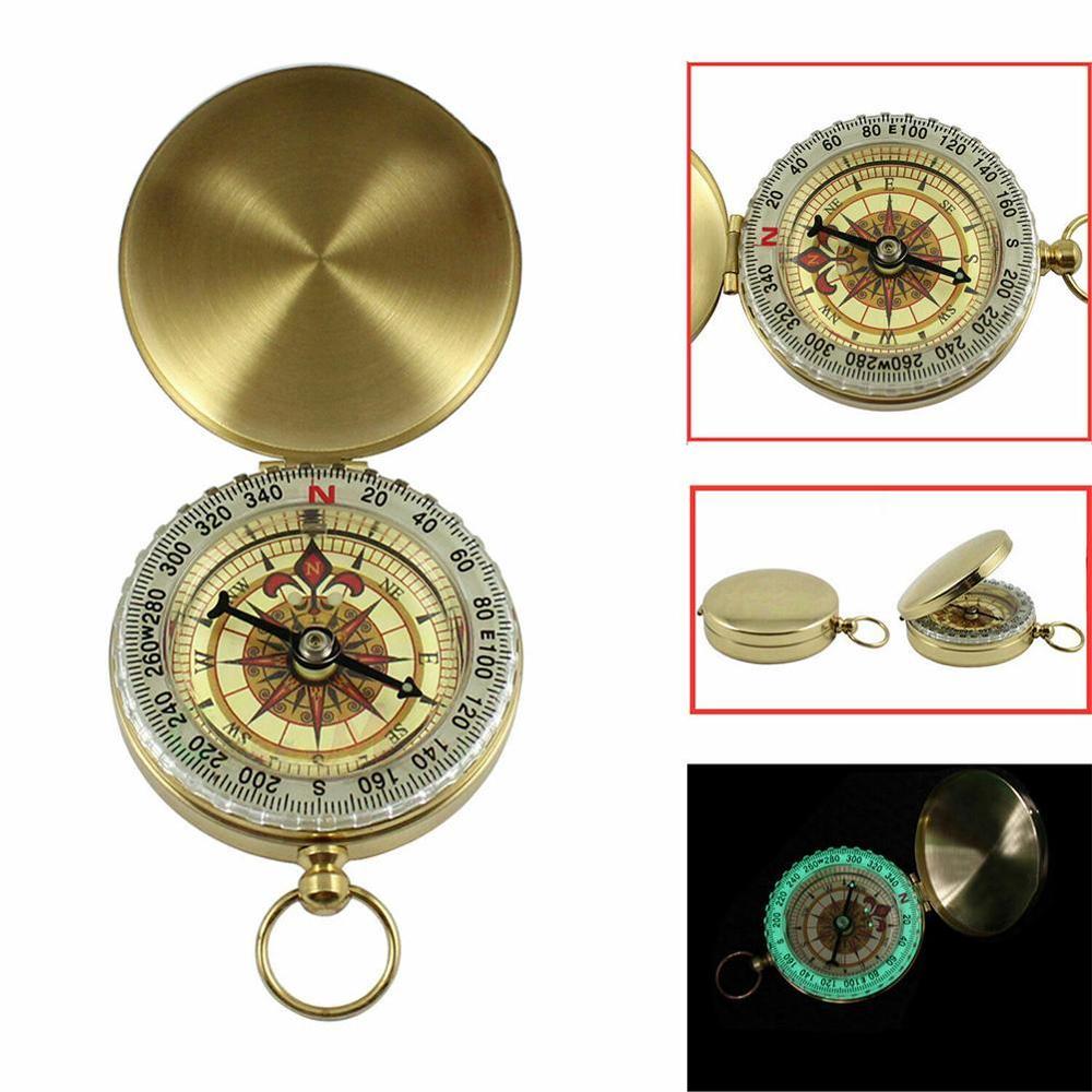Pocket Brass Horloge Style Outdoor Camping Wandelen Navigatie Met Cove Lichtgevende Sleutelhanger Ring Horloge Kompas Kompas Kompas P U1N2