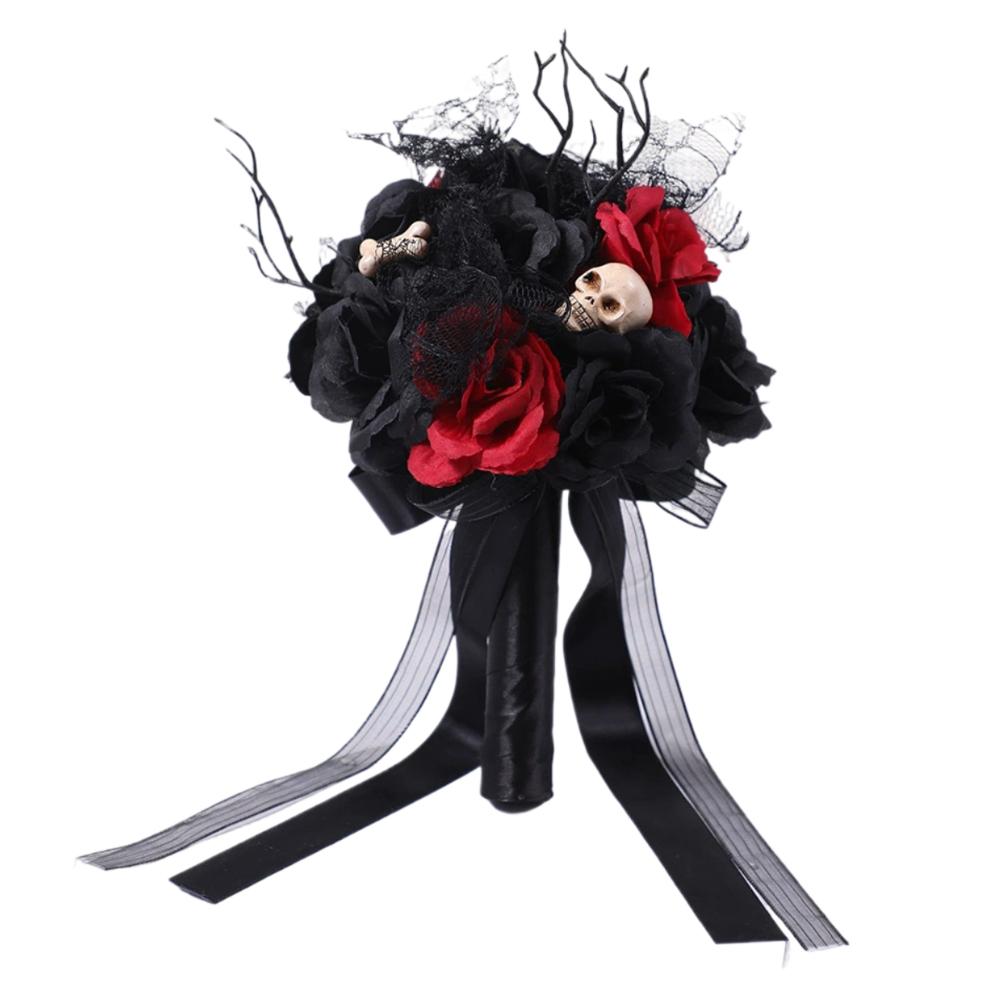 Gotisk bryllupsbuket med halloween-tema og dekorativ buket af høje materialer til fester, boligindretningsbuket: Dyb safir