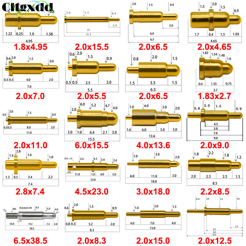 Cltgxdd 1PCS Pogo Pin Connector Pogopin Spring Loaded Contact SMD Needle PCB High Current Charging Conductive Test Probe