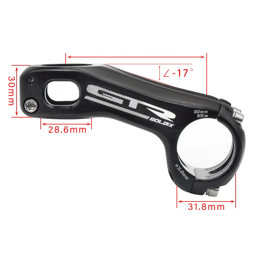 Xc Mtb Fiets Stuurpen 80/90/100Mm-17 Graden Racefiets Stuurpen Negatieve Hoek Hoge-sterkte Ultralight Cnc Fiets Stuurpen