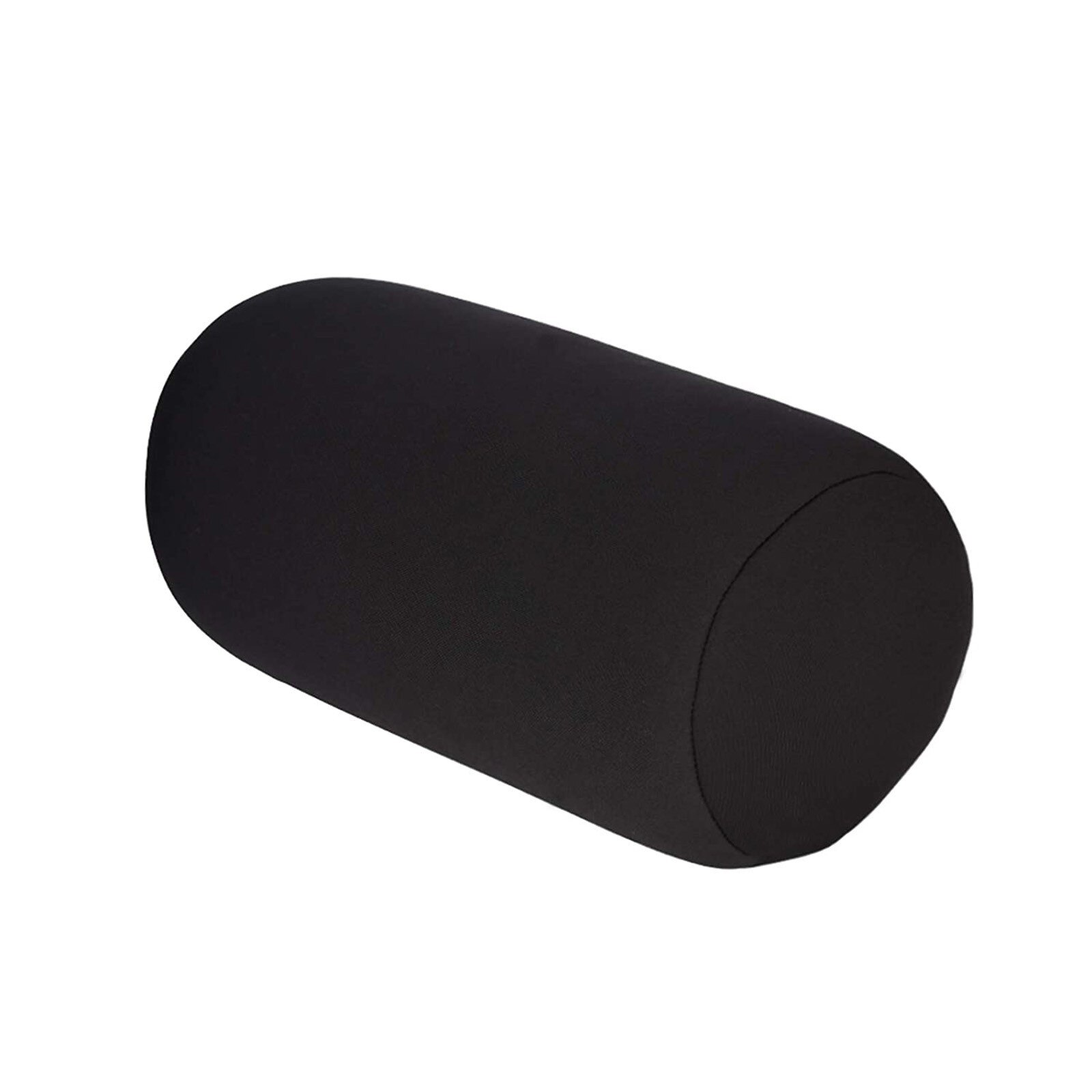 Rollo almohada asiento cabeza cuello de viaje Micro Mini Microbead cojín Color puro cilíndrico almohada cojín para siesta para oficina: Black
