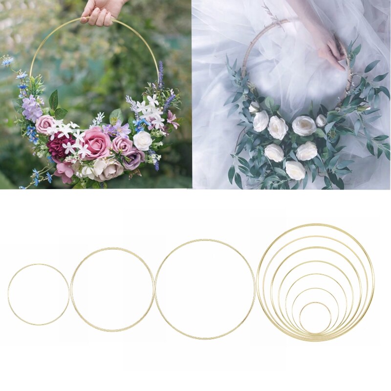 Wedding Decoration Iron Gold Metal Ring Wreath Garland DIY Wreath Bride Flower Dreamcatcher Hoop Supplies