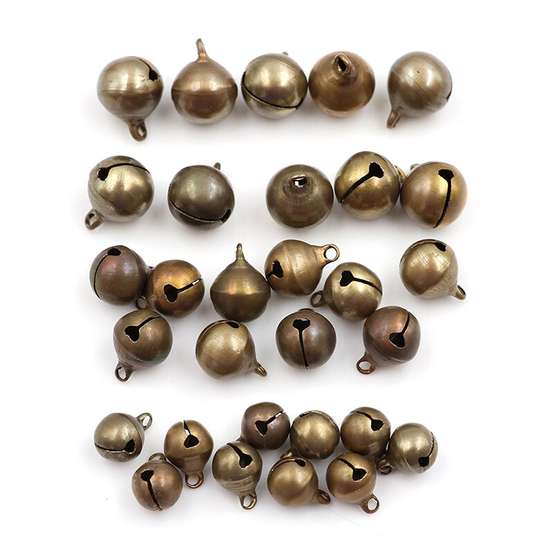 10 st / parti 10/12/14cm brons metall jingle klockor lös festival fest dekoration julgran dekorationer diy hantverk tillbehör