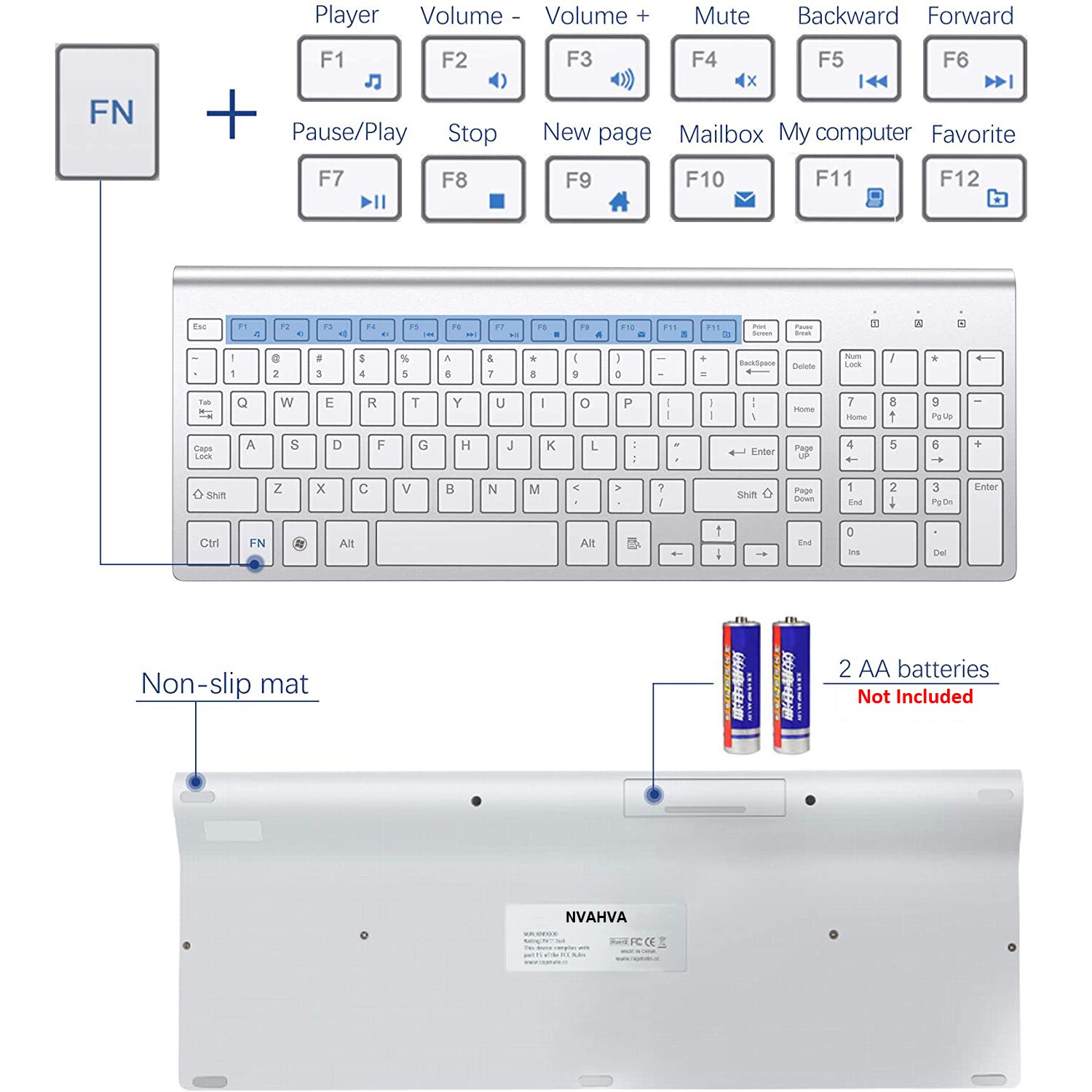 Drahtlose Tastatur und Maus Combo 2,4G Ultra Dünne Kompakte Voll Größe Ruhig Schere Schalter Tastatur und Mäbenutzen für Fenster Laptop PC