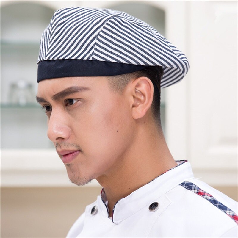 Mænd kvinder mesh patchwork kok restaurant køkken madlavning arbejdstøj hatte baret hotel bakey cafe tjener åndbar kasket 56-58cm: 16