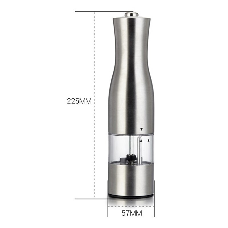 Electric Pepper Mill Stainless Steel Salt and Pepper Grinder Adjustable Ceramic with LED Light Automatic Spice Mill Home Tools: 1 Pcs