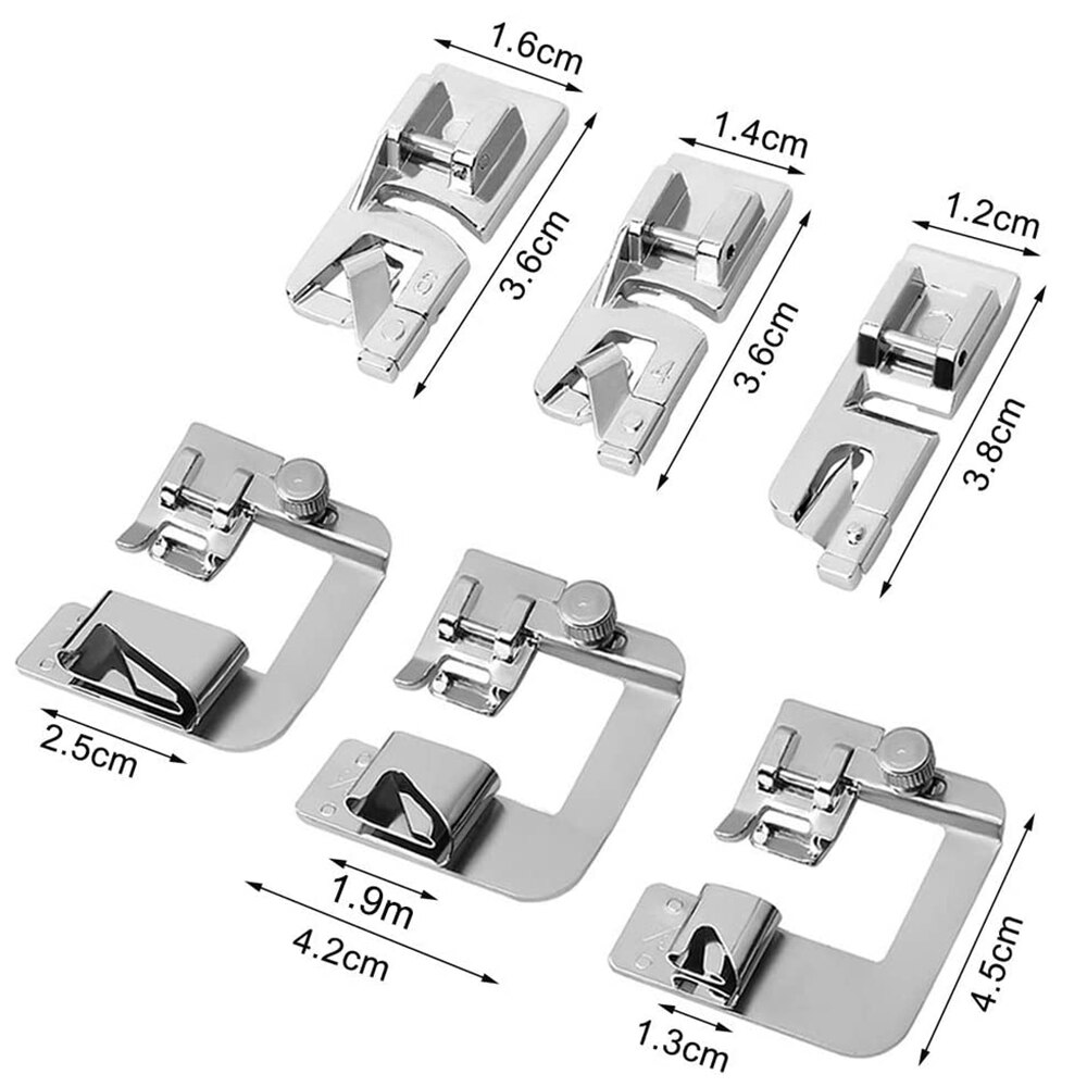 6Pcs Rolled Hemming Presser Foot Adjustable Wide Rolled Hem Foot with Narrow Foot Hemmer Set for All Low Shank Sewing Machine