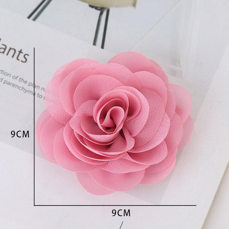 5 pçs 9cm moda cetim chiffon flores para diy acessórios de cabelo tecido buquê de flores decoração casamento cabeça envoltório para bandana