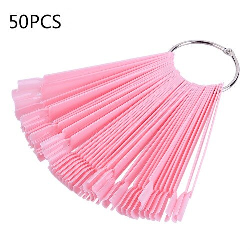 20/50/100Pcs Valse Nagel Tips Kleur Kaart Manicure Nail Art Praktijk Slice Board Roze Clear Natuurlijke ring DIY Nail Display Gereedschap: 04