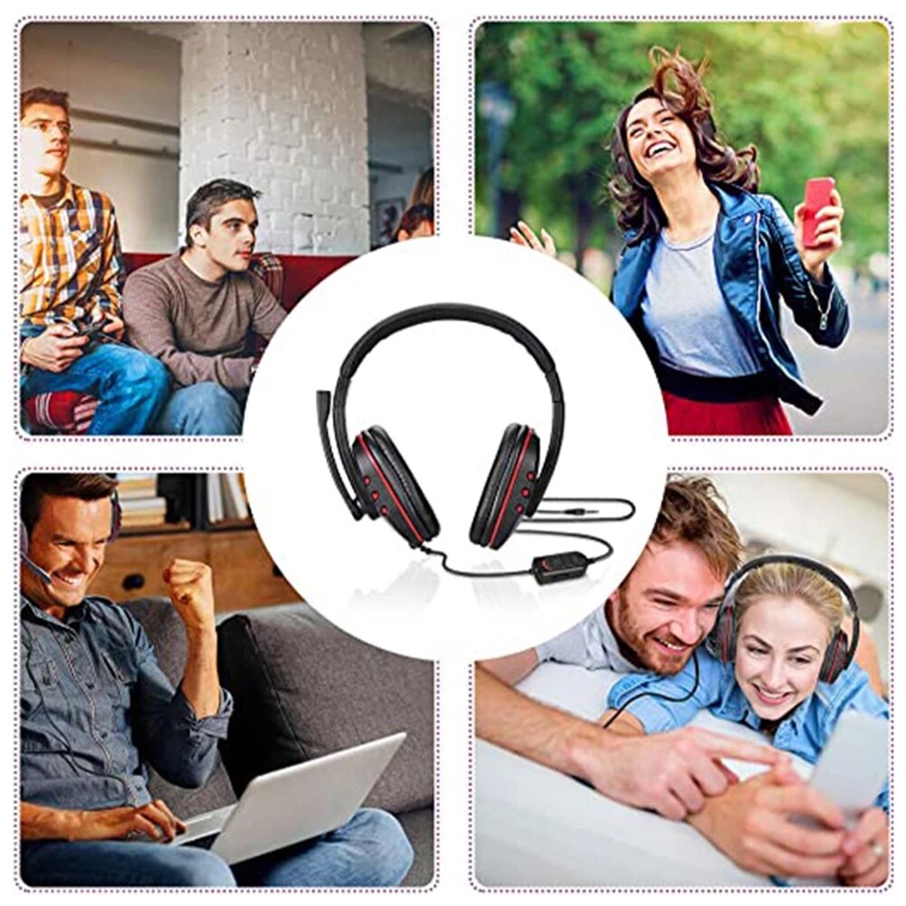 3.5mm Gaming Headset Noise Reduction Surround Sound Stereo PS5 PS4 Wired Earphone with Mic for Laptop Tablet Smart Phone Black