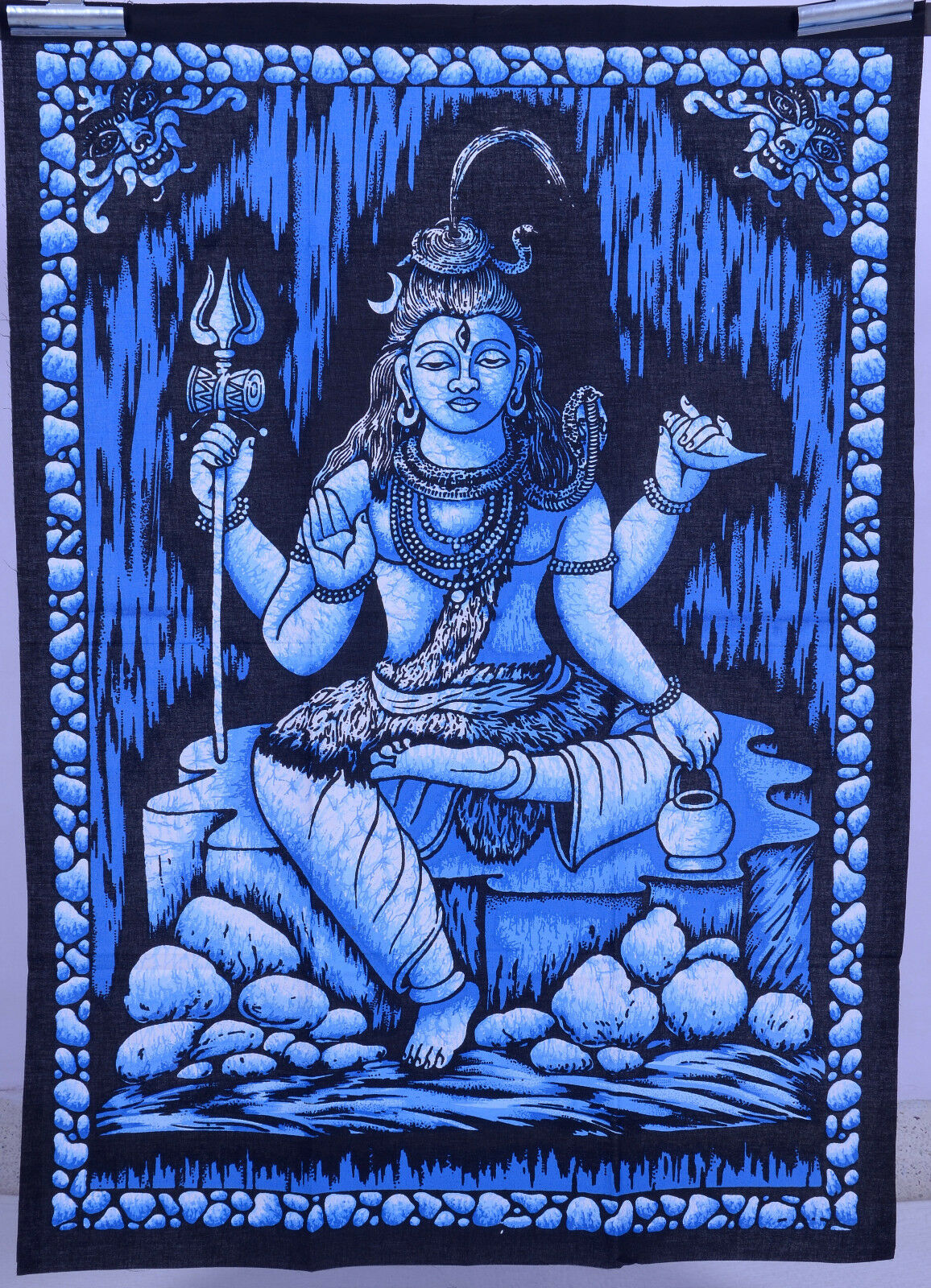 Indische Hindu Gott SHIVA Sitzen Meditation Wandbehang Tapisserie