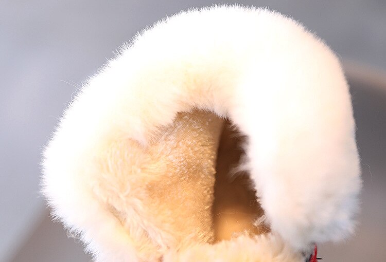Winter warme kindersneeuwlaarzen voor meisjes kinderschoenen fel leer pluche schattig enkel outdoor met bont waterdicht antislip