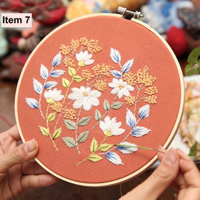 Europa diy bånd broderi begyndere sæt fortrykt blomstermønster korssting vægmaleri kunstsæt med broderiramme