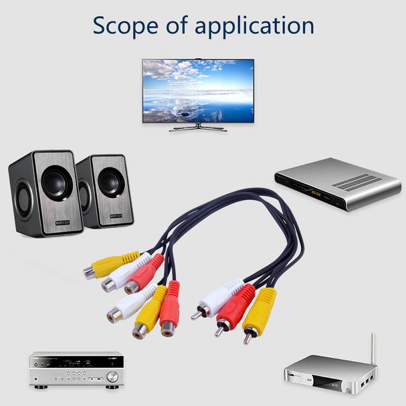 24 cm 3 RCA Stecker auf 6 Cinch-buchse Stecker Audio Video AV Kabel Adapter RCA Jack Splitter Kabel Verlängerung AV Kabel Für TV DVD