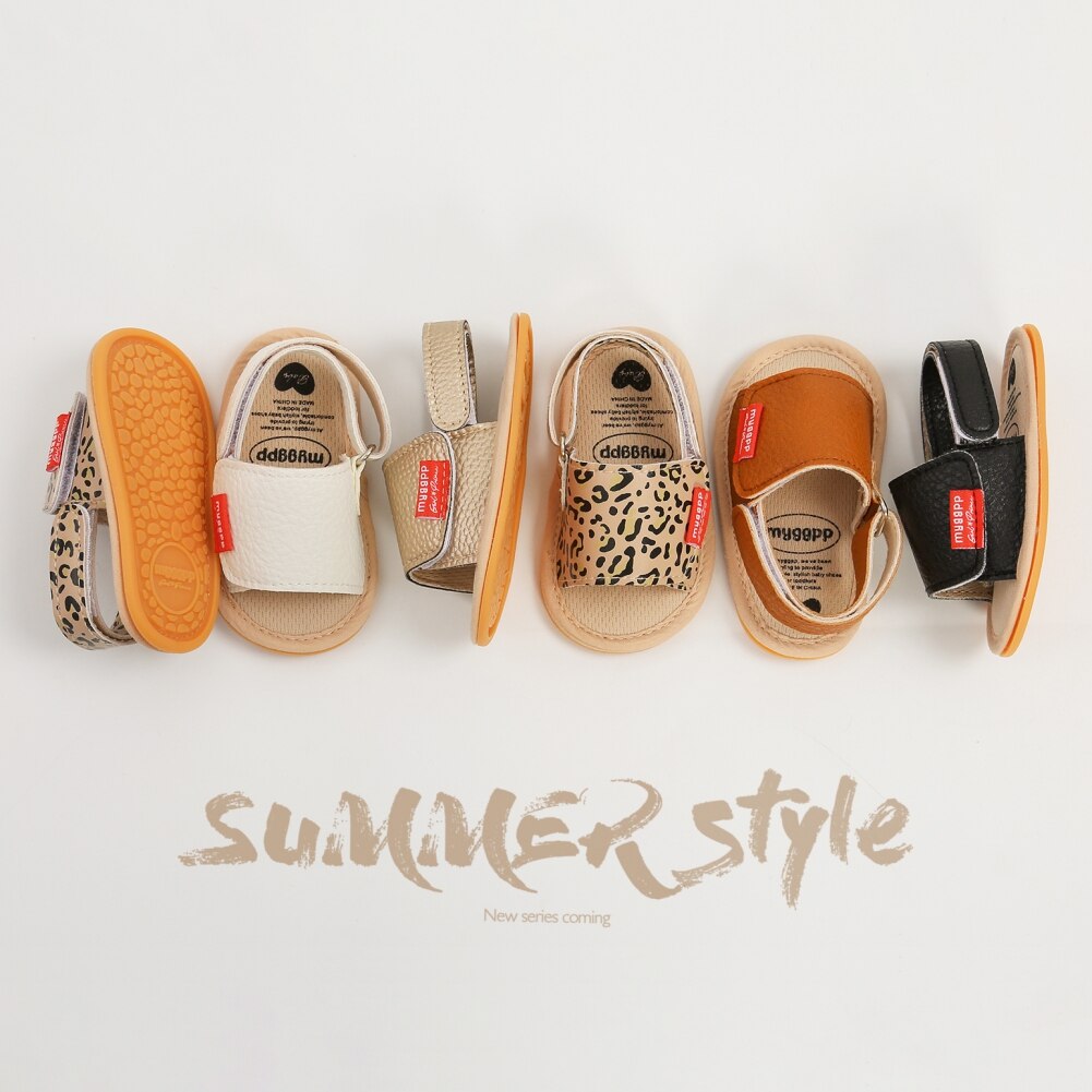 Bobora-zapatos de leopardo informales de cuero PU para verano, sandalias antideslizantes para recién nacido, primeros pasos, 0-18 meses