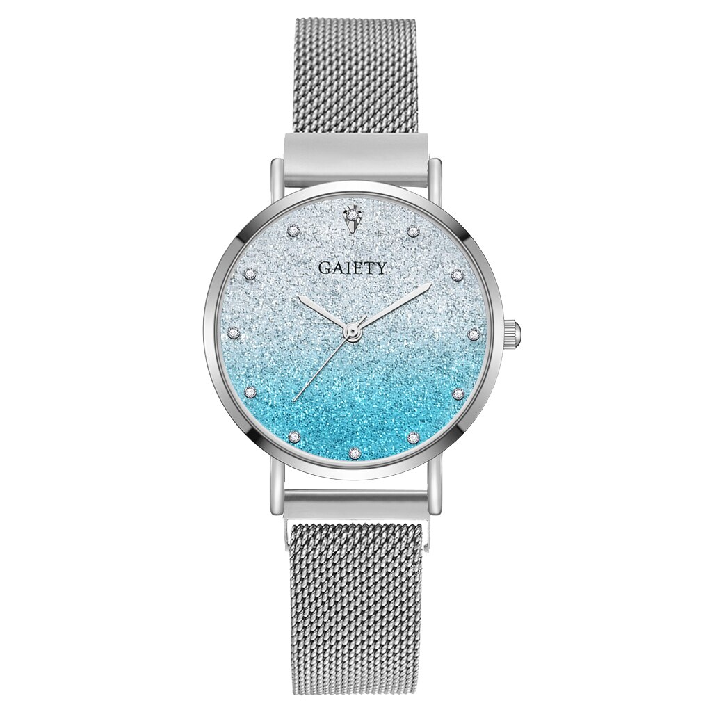 Gaiety reloj para mujeres de aleación de cinturón Casual esfera sencilla cielo estrellado de cuarzo de lujo relojes de pulsera de reloj femenino: blue