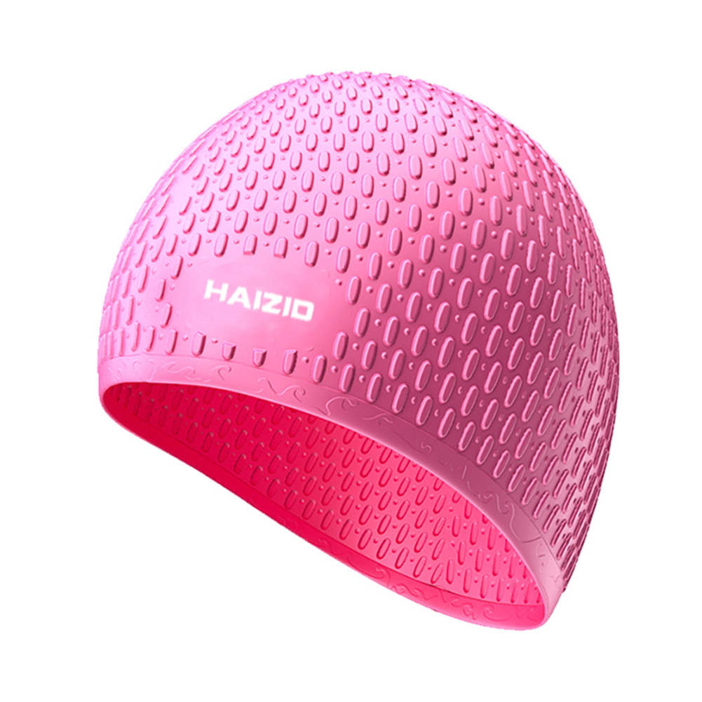 Silicone Waterproof 3D Elastic Swimming Caps For Men Women Long Hair Swimming Hat Cover Ear Bone Pool Adult Swim Cap: Pink