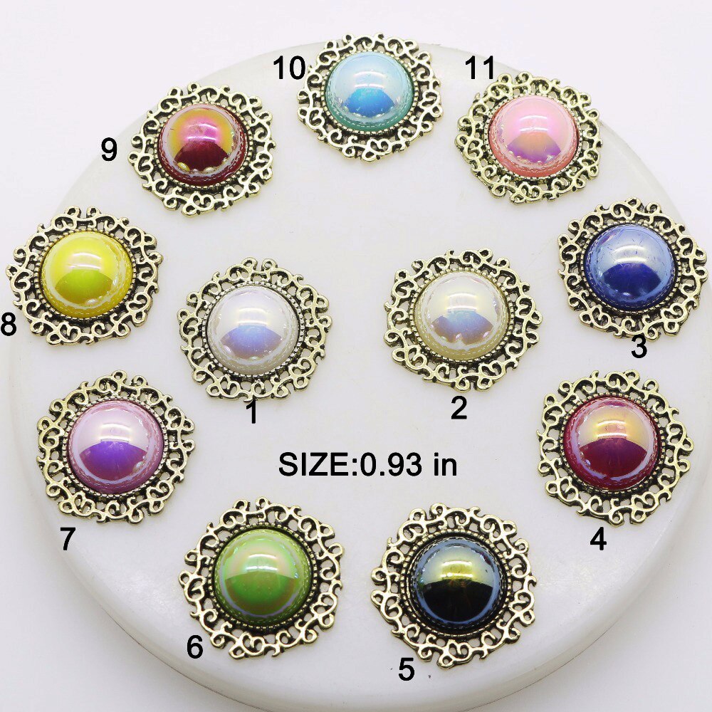 20mm (inner) Metal buttons 10pcs Shiny Pearl button For clothing Accessories wedding decorative handmade crafts buttons