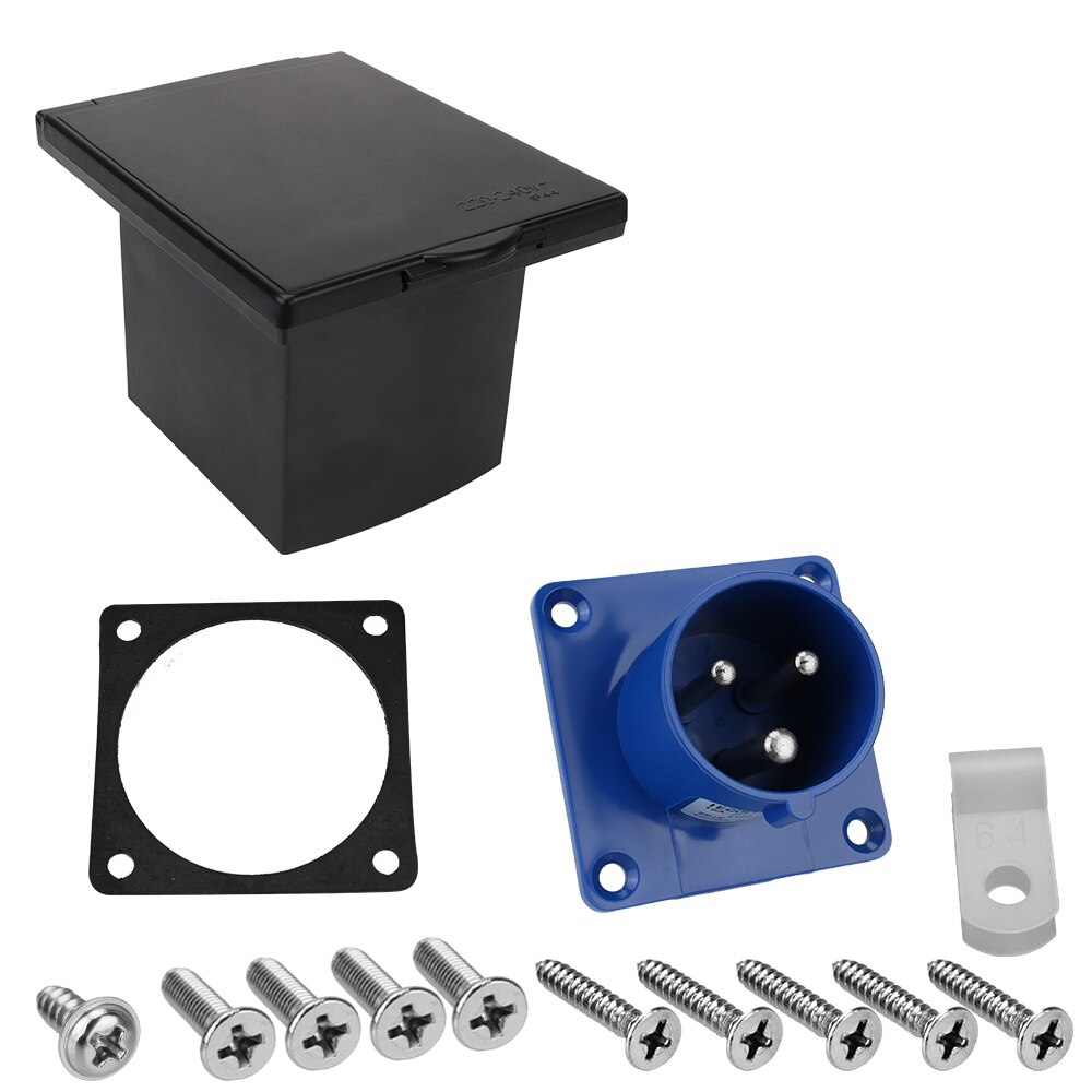 Motorhome Main Inlet Socket for RV Camper Marine Plug Socket With Cover Waterproof External Flush Hook Up 220V-240V 16A: Only Socket