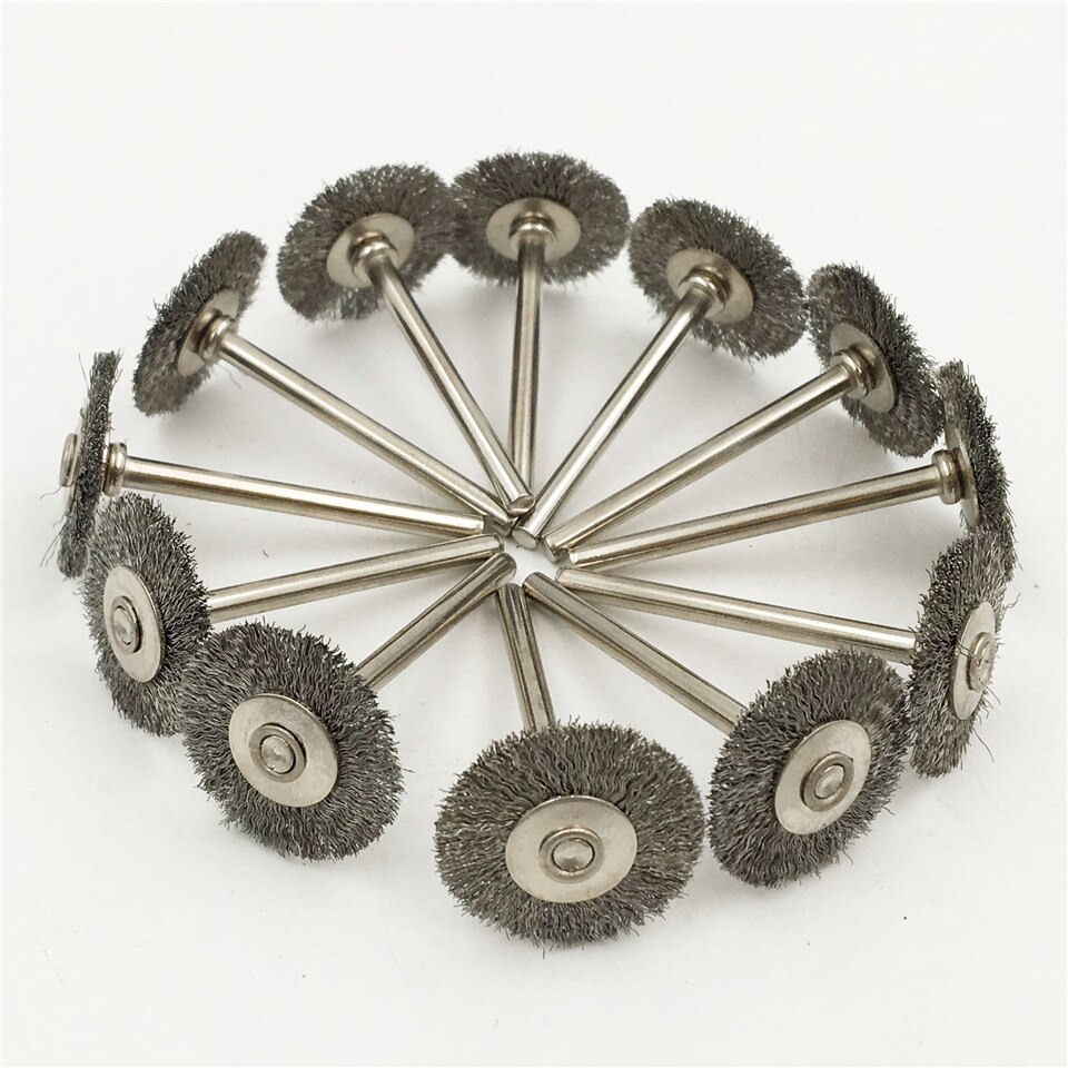 GOXAWEE 100pcs For Dremel Rotary Wire Brushes Wheels Set 3.0mm Shank For Dremel Accessories Wood Metalwoking Tools