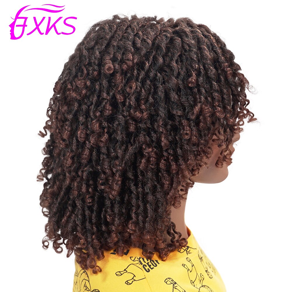 Dreadlock Gevlochten Twist Korte Pruiken Zwart Bruin Ombre 30 Kleur Synthetisch Haar Faux Locs Pruiken Afro Krullend Synthetische Pruik 6inchesfxks