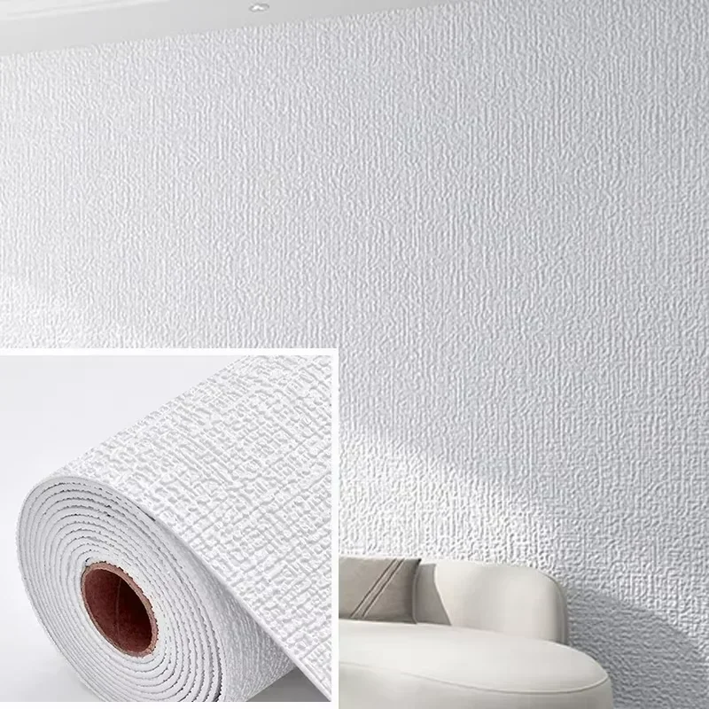 Adhesivo de pared de lino autoadhesivo, papel tapiz, Panel de revestimiento de paredes impermeable para sala de estar, baño, dormitorio, decoración Interior: Rojo / 5.3㎡