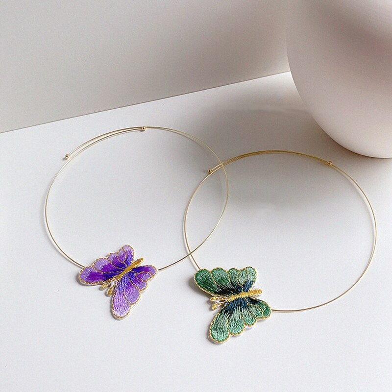 MENGJIQIAO, Gargantilla circular de Metal con de mariposa de coreana, joyería para mujeres, collar para chicas, de joyería