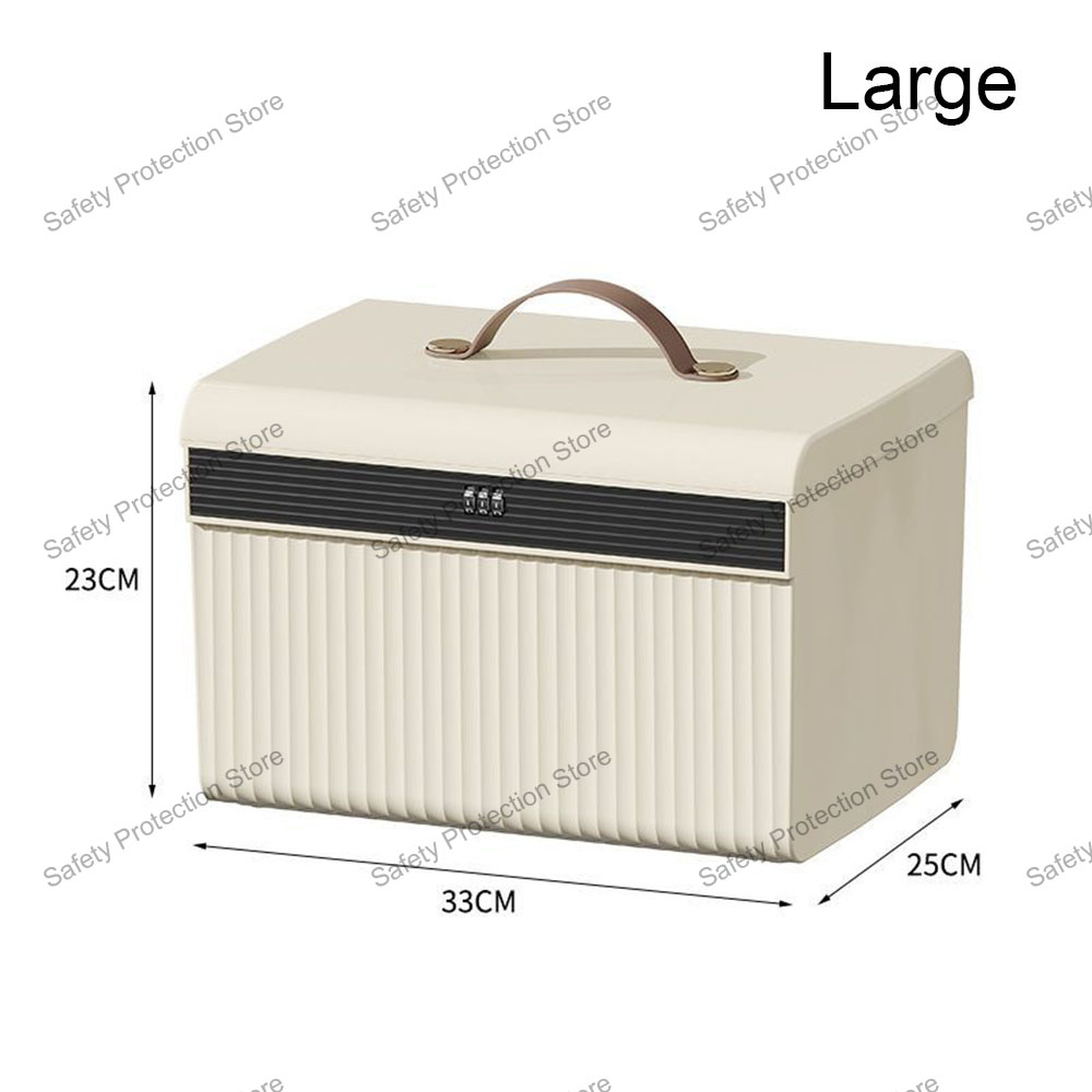 3-cijferig wachtwoordslot kluis thuis sieraden paspoort document snacks draagbare opbergdoos reizen privacy beveiliging organisator geval: Beige
