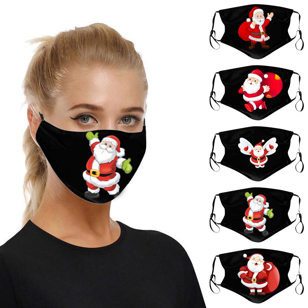 1PC Per Adulti Di Natale Stampa Riutilizzabile Lavabile Maschere Maschera In Tessuto Traspirante di Travestimento Maschera di Protezione Antipolvere Mascarilla