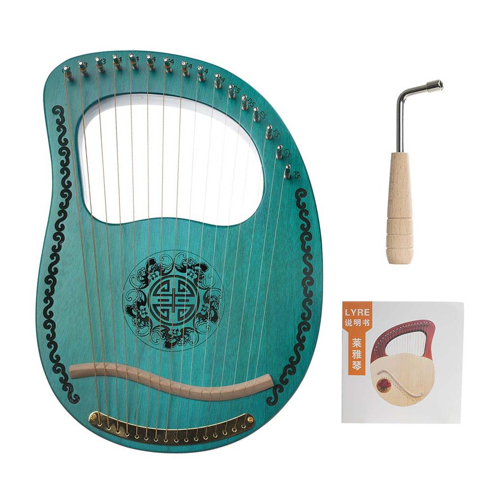 Muslady Lyre 16 String Harp Portable Solid Wood Mahogany Harp 16 String Stringed Musical Instrument Green Harp: Default Title