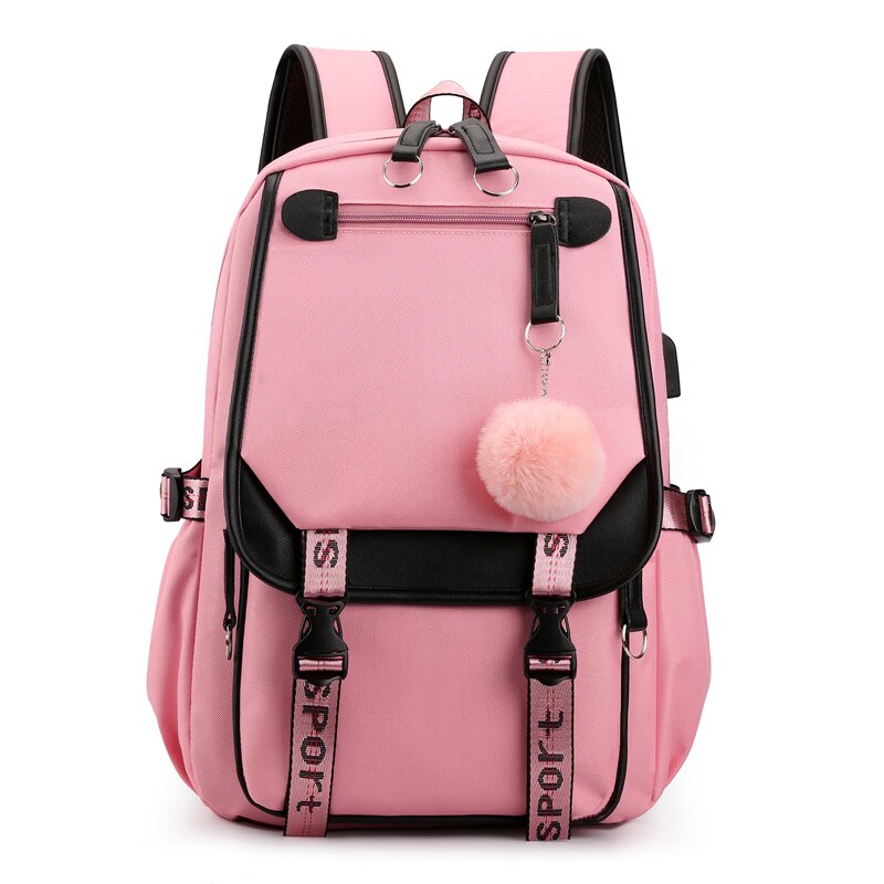 BPZMD Women girls School Backpacks Anti Theft USB Charge Backpack Waterproof Bagpack School Bags Teenage Travel Bag: Style 1