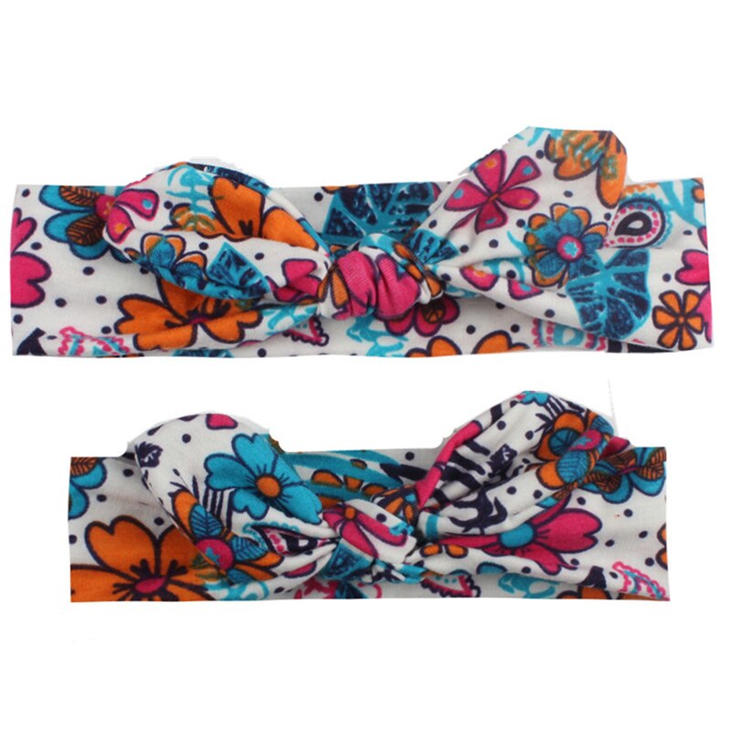 2 Pçs/set Mom &amp; Baby Headbands Turbante Bebê Mãe Filha Mãe Impressão Pai-Filho Orelhas de Coelho Hairband Floral Acessórios Para o Cabelo: Type E