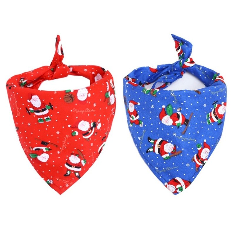 Christmas Pet Dog Triangle Bandanas Xmas Large Dog Scarf Collar Neckerchief Puppy Dogs Pet Bow Ties Slobber Towel Clothes