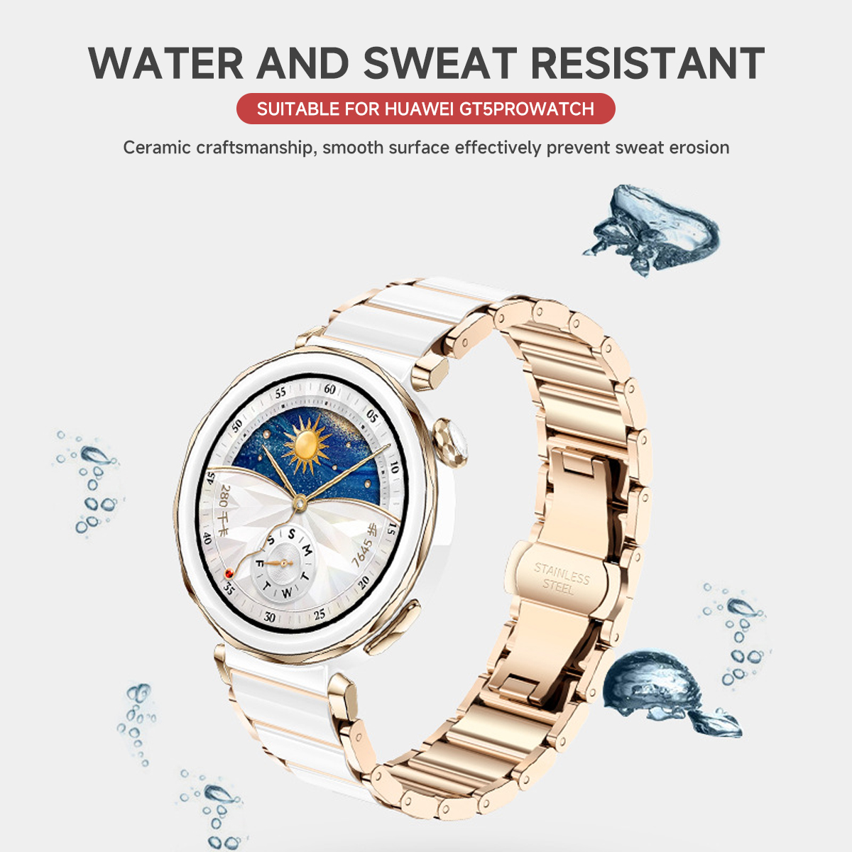 18mm Luxury Ceramic Strap for Huawei Watch 5 GT5 Pro 42mm Butterfly Buckle Wristband For Huawei GT5 GT4 41mm Band