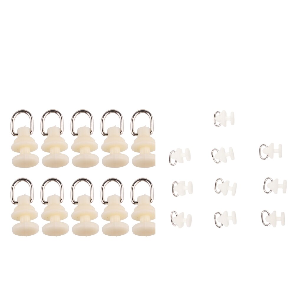 20Pcs Glide White Drape Curtain Hooks Glider Rail Track Runner 20mm/15mm