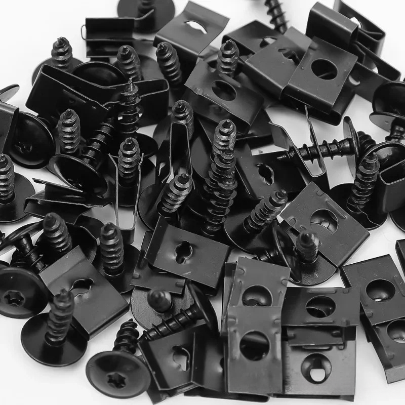 Viti autofilettanti clip di fissaggio in metallo per clip di tipo U per auto moto con vite kit di fogli di ferro per viti con clip di protezione antiruggine