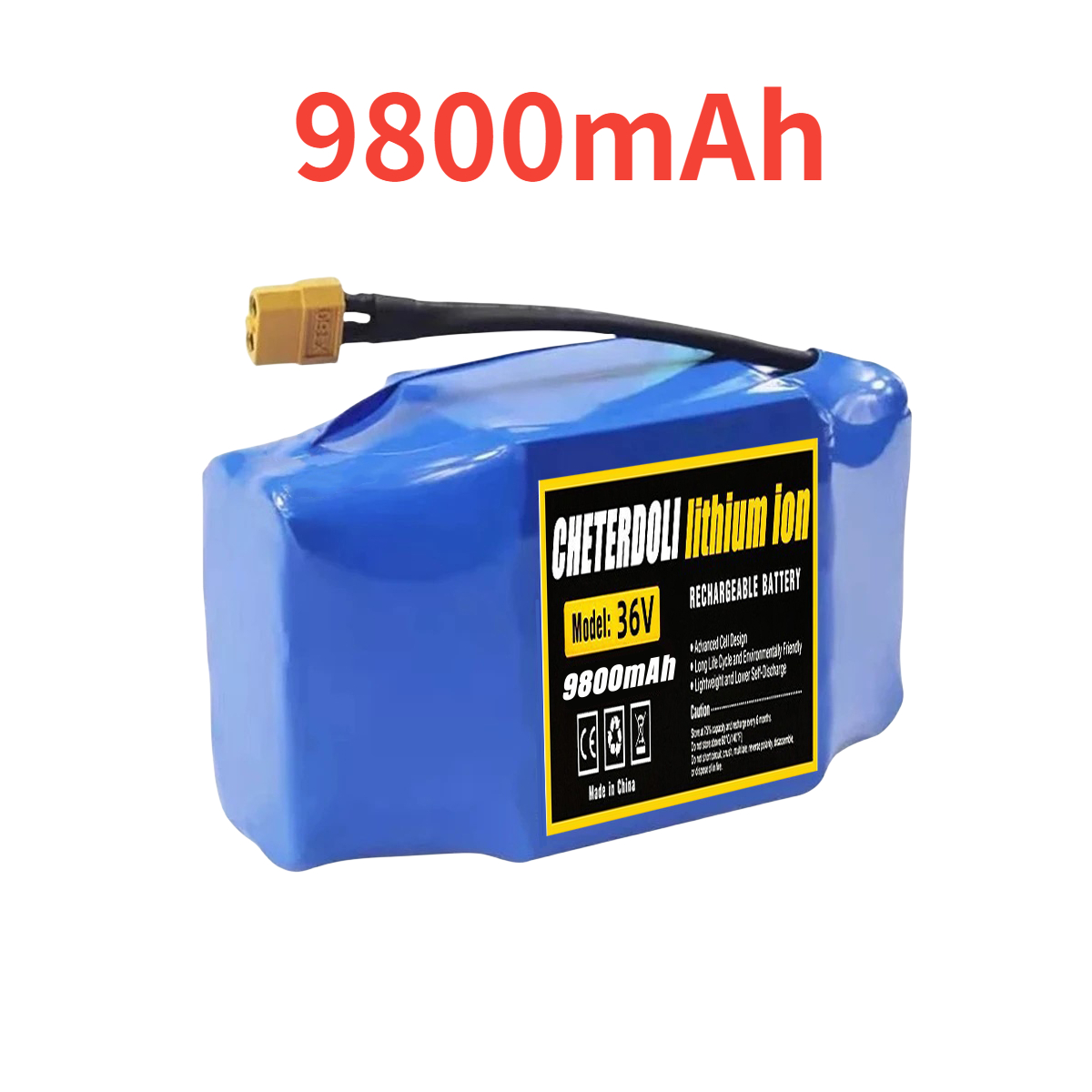 Batería recargable de litio de 36V, 12Ah, 10s2p, verdadera para patinete eléctrico autoequilibrado, monociclo HoverBoard, batería excepcional: Rojo