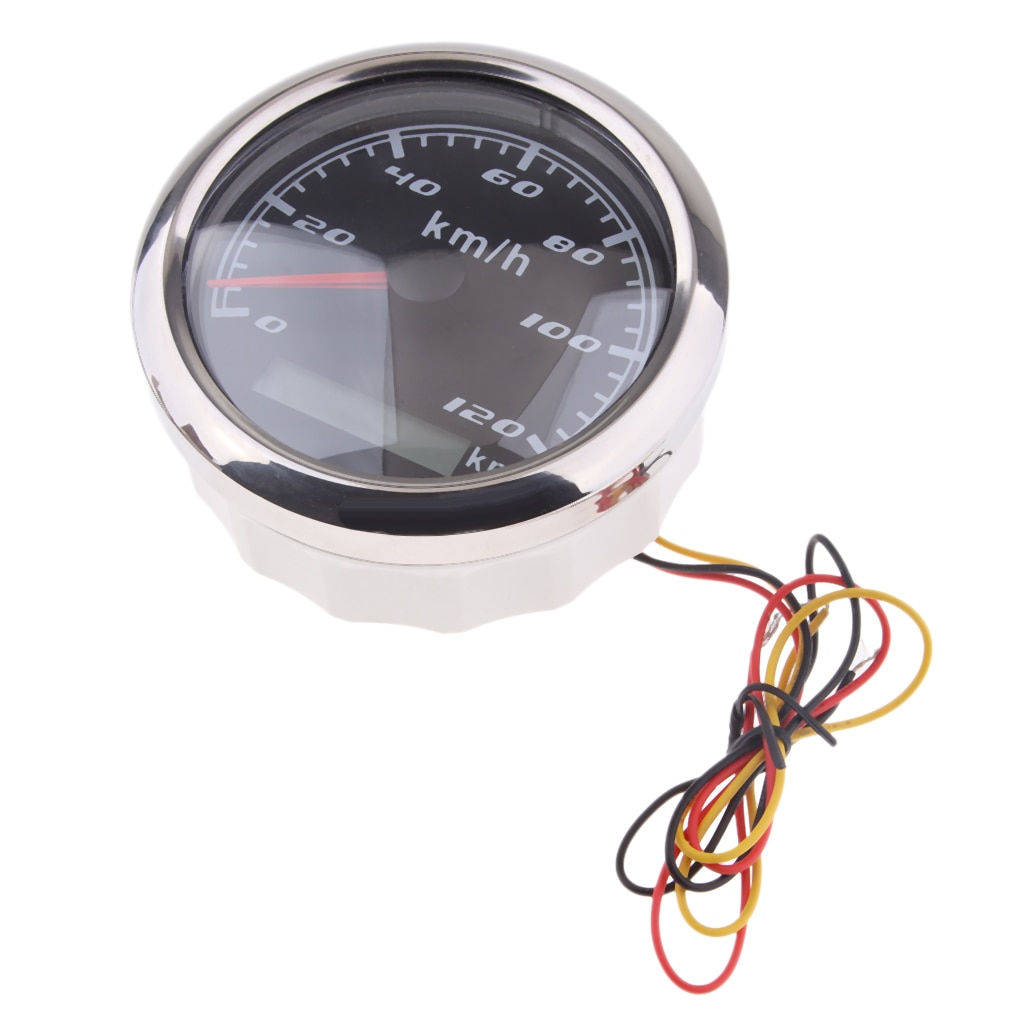 Marine Car Digital GPS Speedometer Gauge 0-120 km/h 85mm 316L Black