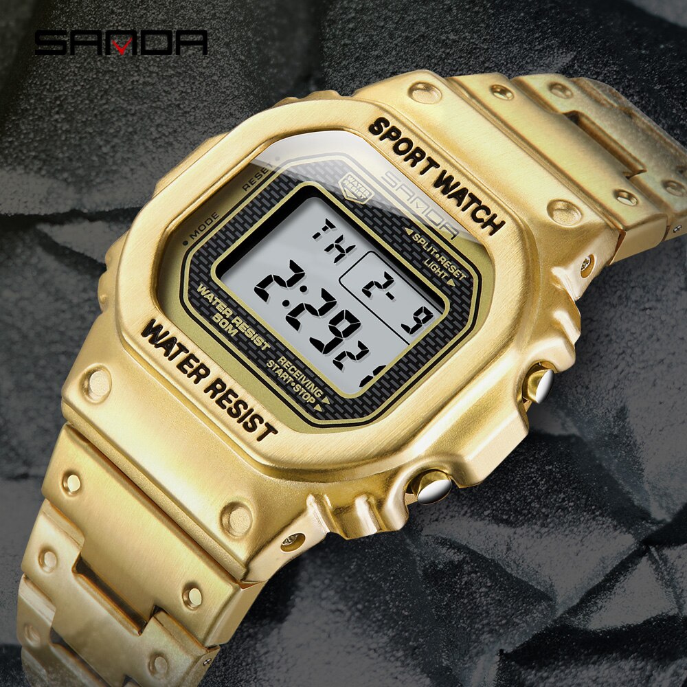 Sanda Mannen Horloge Mode G Stijl Sport Horloge Mannen Rvs Business Waterdichte Digitale Horloge Relogio Masculino