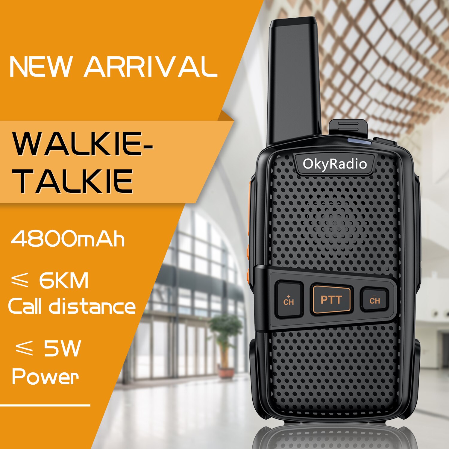 2022 Hot 5w lavoro walkie-talkie 6km chiamata 4800mAh batteria OkyRadio portatile impermeabile walkie-talkie forte anti-goccia Dropshipping