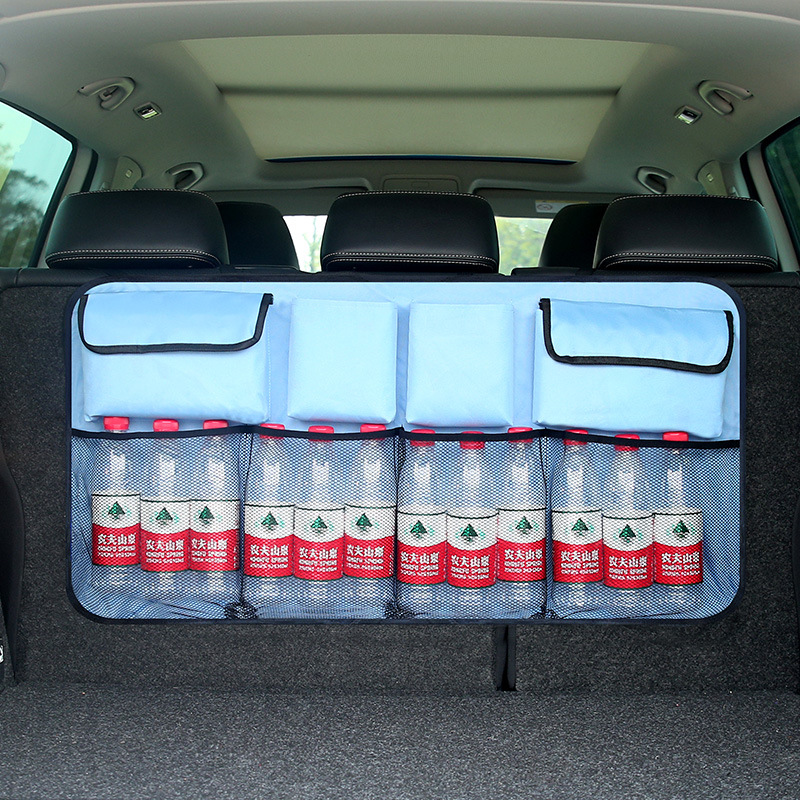 Nyeste bilsæde rygsæk bilsæde opbevaringspose hængende taske bagagerum organisator vandflaske opbevaringspose multifunktions opbevaringsboks: Himmelblå