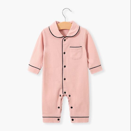Nyfødt babytøj bomuld spædbørn buksedragt baby drenge pige bomuld loungwear børn børn hjemmetøj pyjamas aftenkjole: Lyserød / 12m