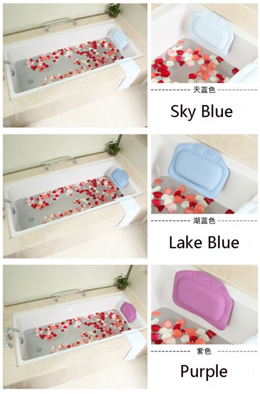 Almohada Baño Acolchado Suave: Cojín Reposacabezas PVC Con Ventosas, Para Bañera (Blanco)